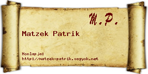 Matzek Patrik névjegykártya
